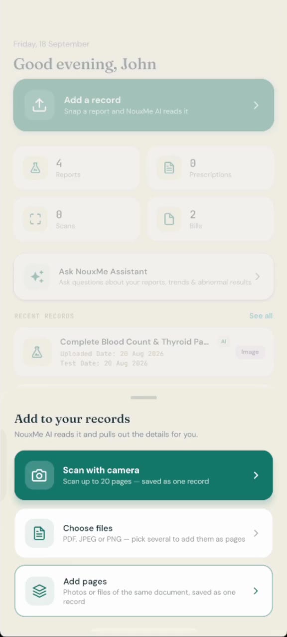 Adding a report in NouxMe by camera or from files