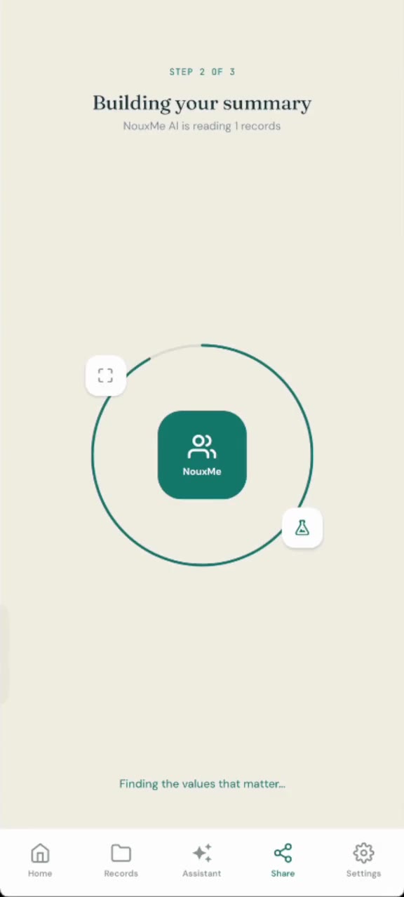 Selecting reports and sending a summary to a doctor in NouxMe